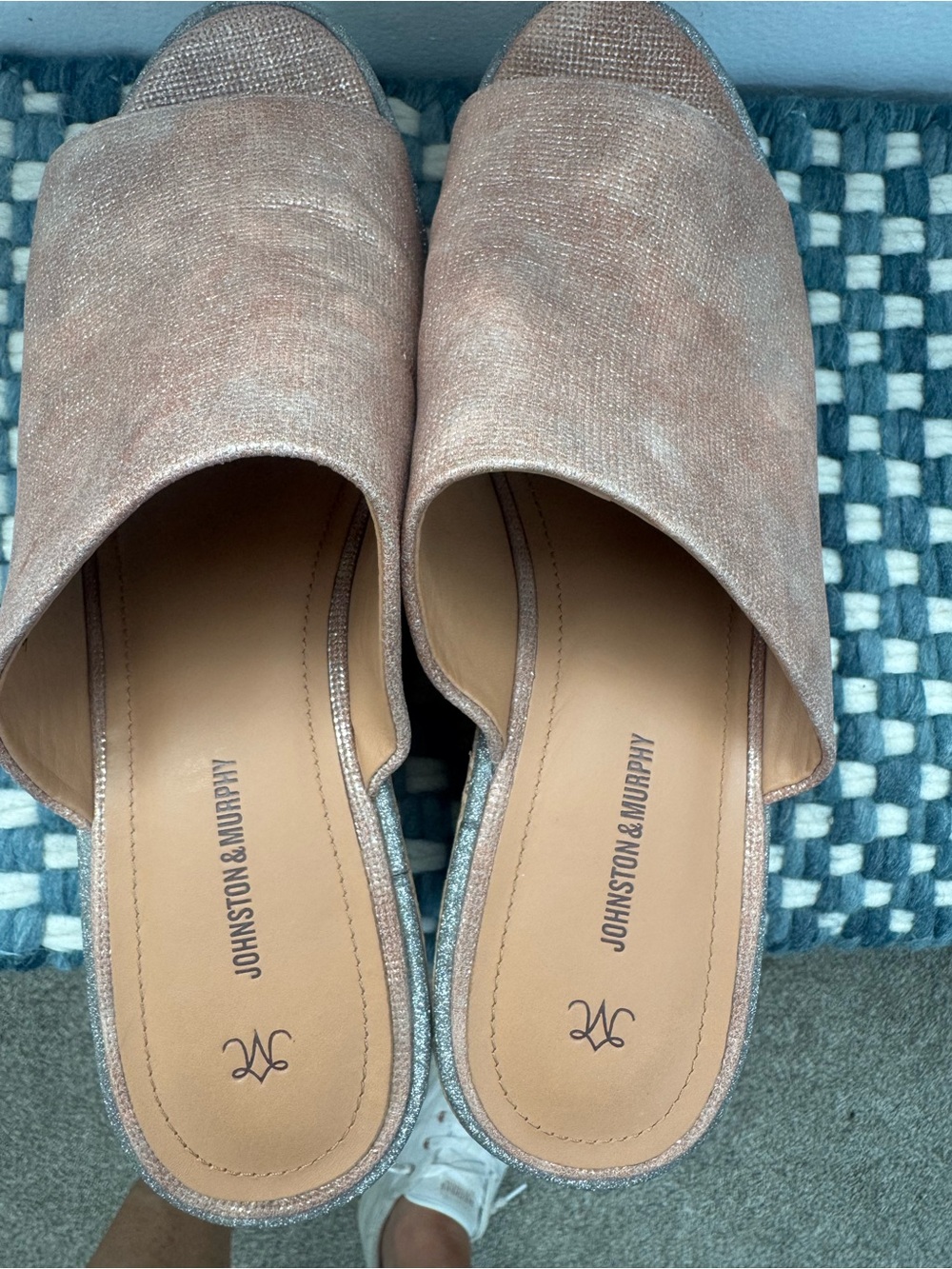 Johnston & Murphy Metallic Rose Slide Mules